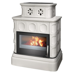 Kachlová kamna ABX Karelie s výměníkem 10,5kW, kachlový sokl, perle